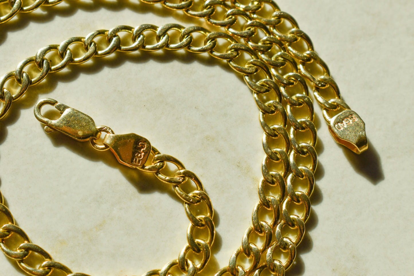 Handmade 14k Yellow Gold Cuban Link Chain Necklace 22 3/4"