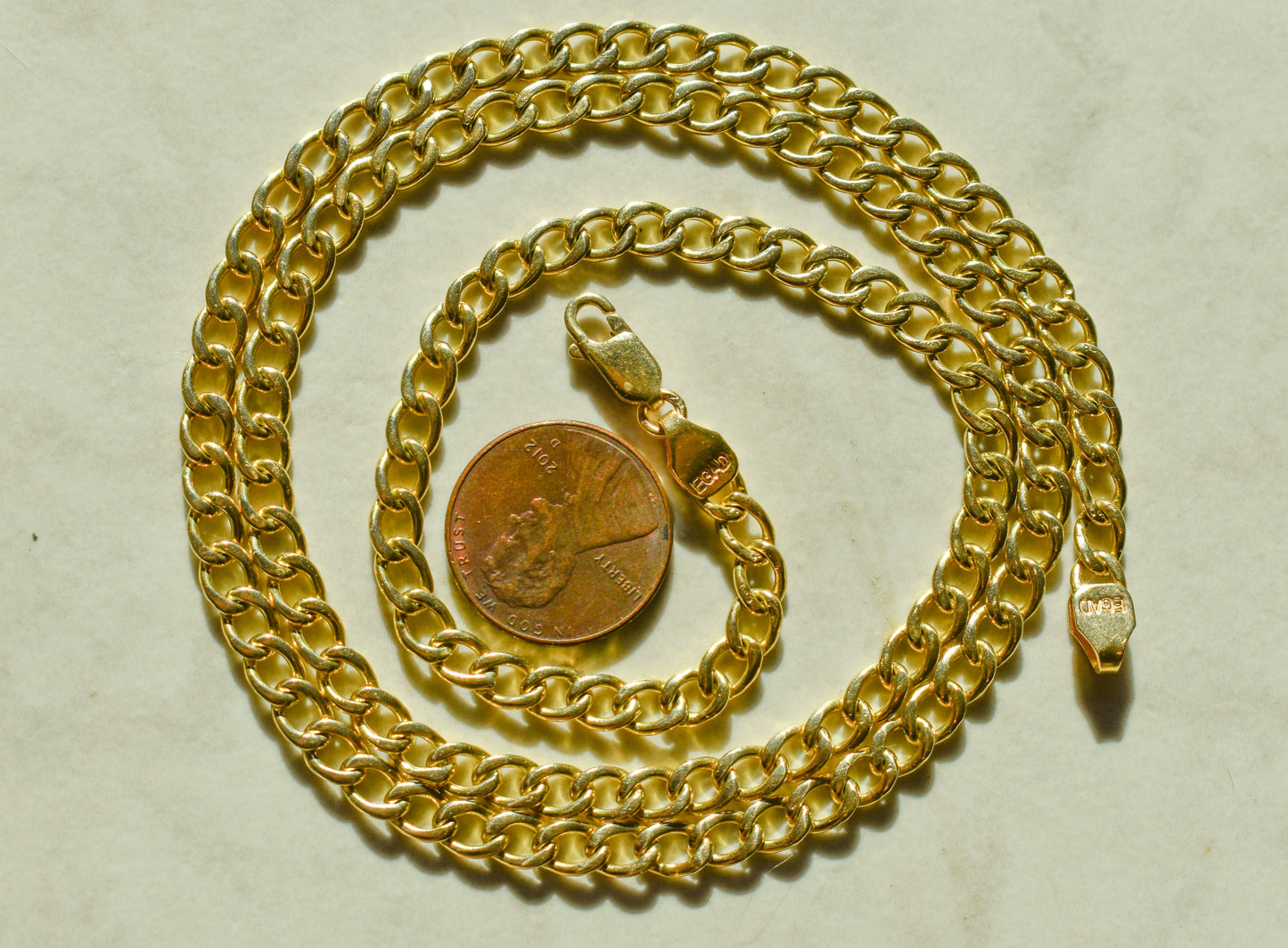Handmade 14k Yellow Gold Cuban Link Chain Necklace 22 3/4"