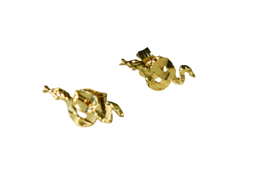 Vintage 14k Yellow Gold Light Weight Snake Stud Earrings