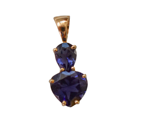 Vintage 14k Yellow Gold Iolite Pendant