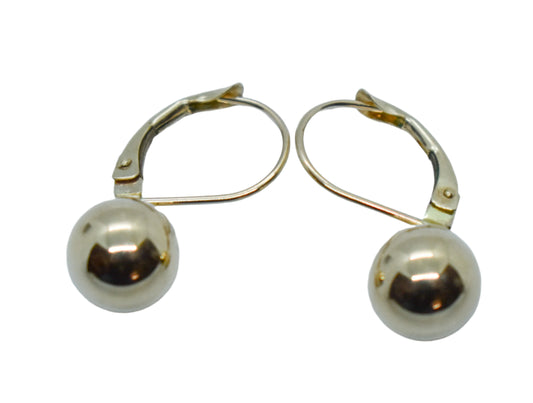 Vintage 14k Yellow Gold Hollow Ball Dangle Earrings