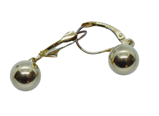 Vintage 14k Yellow Gold Hollow Ball Dangle Earrings