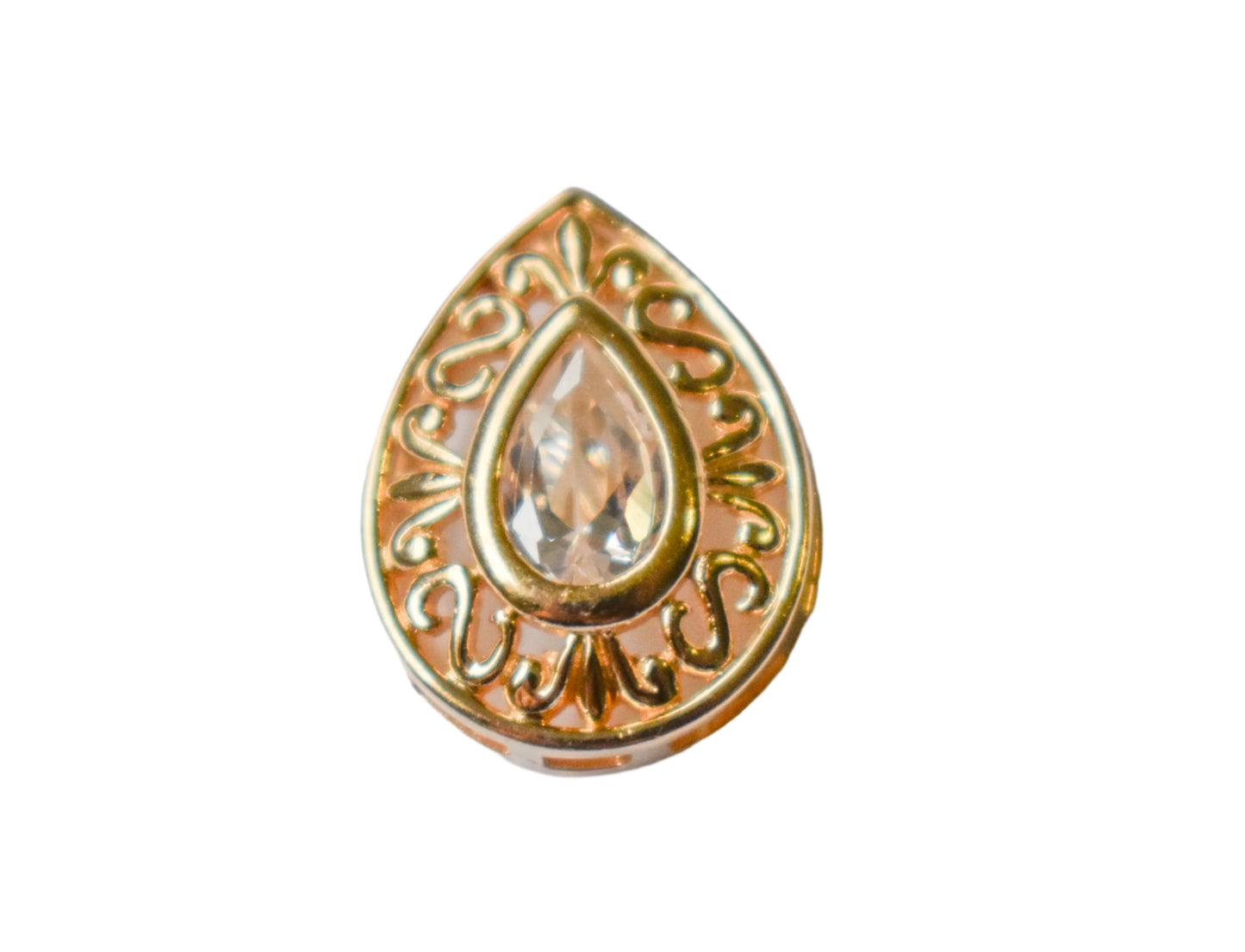 Vintage 14k Yellow Gold Michael Anthony Pear Shape Cubic Zirconia Pendant