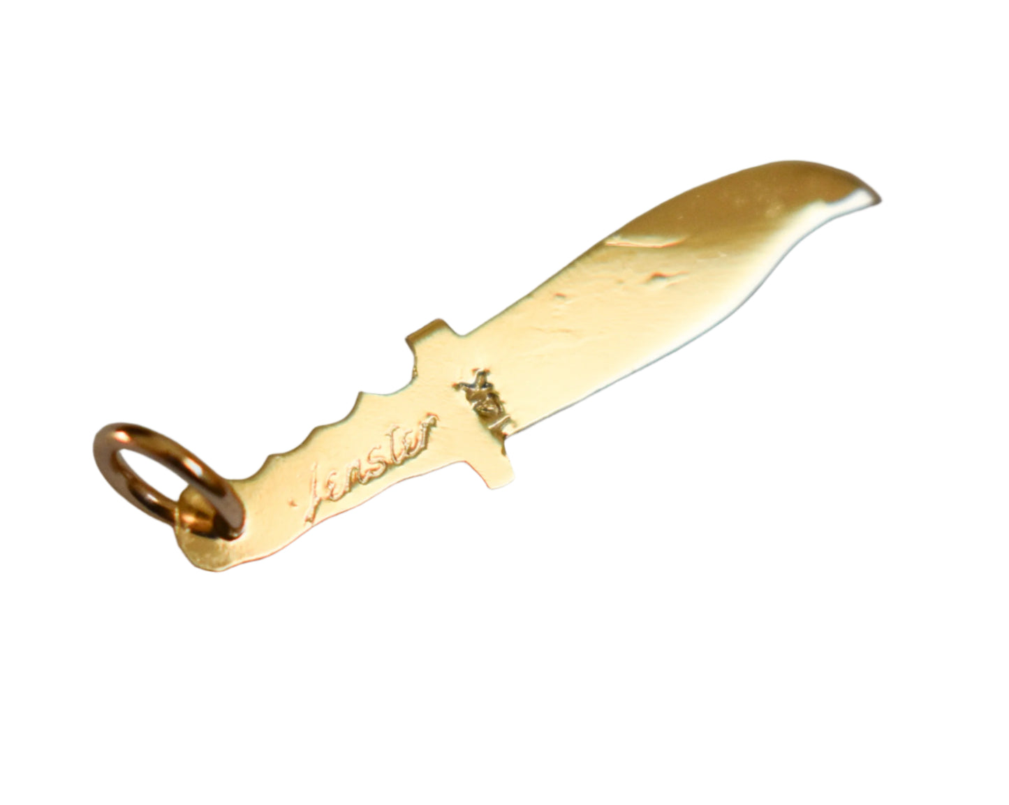 New Handmade 14k Solid Yellow Gold Knife Pendant