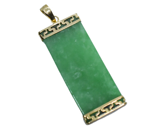 Vintage 14k Yellow Gold Green Jade Pendant