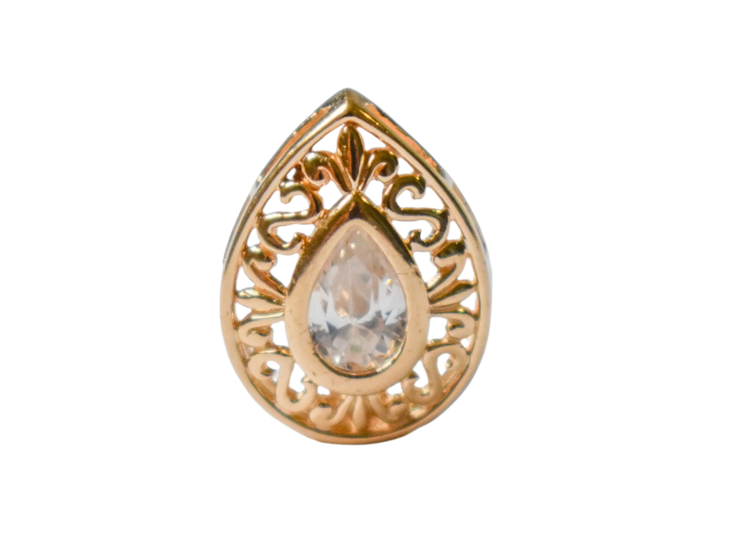 Vintage 14k Yellow Gold Michael Anthony Pear Shape Cubic Zirconia Pendant