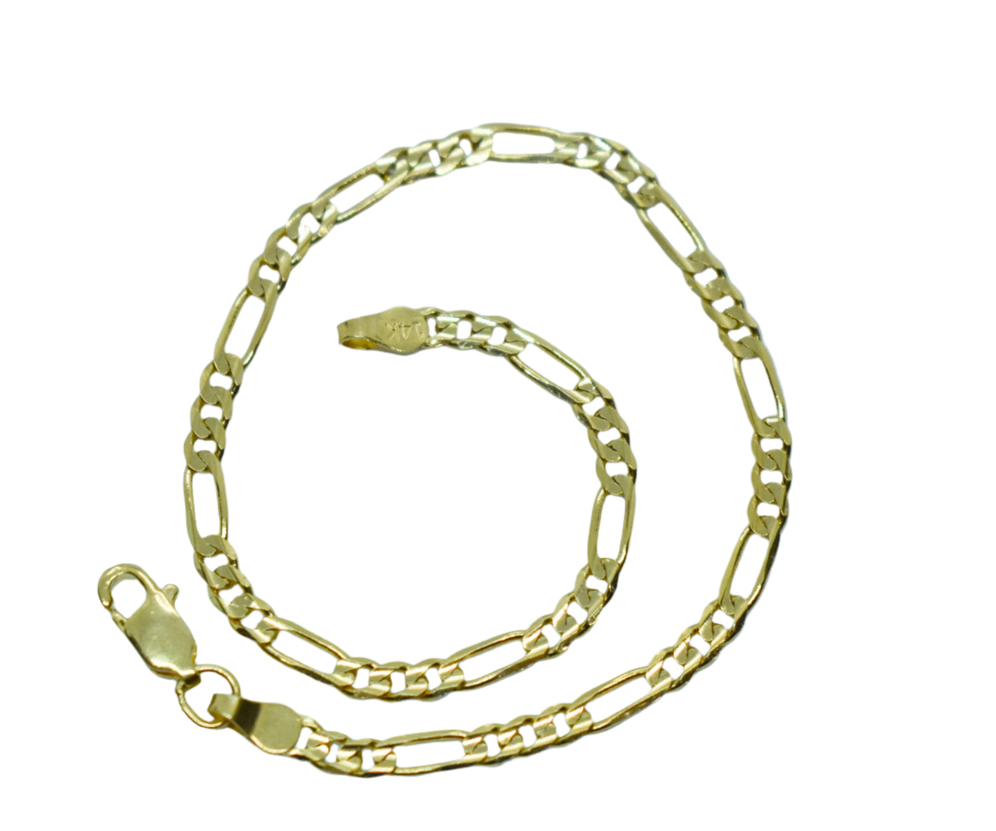 Vintage 14k Yellow Gold Figaro Chain Bracelet 8"
