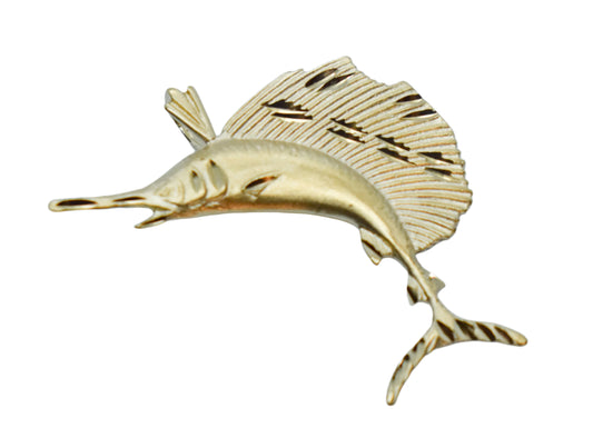 Vintage 14k Yellow Gold Michael Anthony Sail Fish Pendant