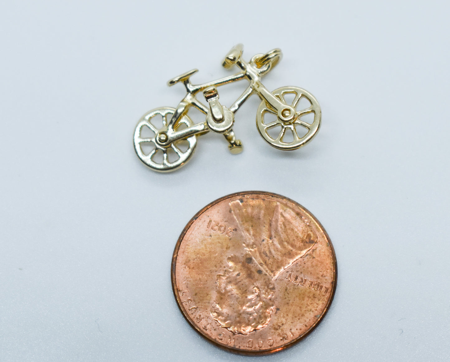 Vintage 14k Yellow Gold Michael Anthony Bicycle Pendant Moveable Wheels