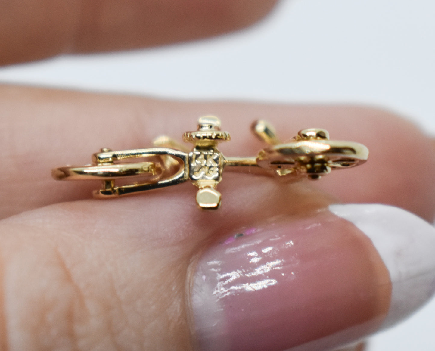 Vintage 14k Yellow Gold Michael Anthony Bicycle Pendant Moveable Wheels