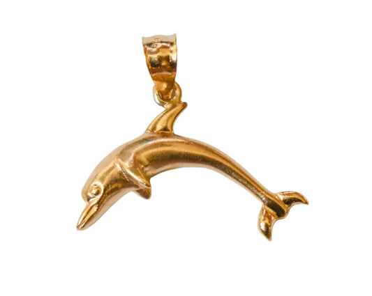 Vintage 14k Yellow Gold Dolphin Pendant