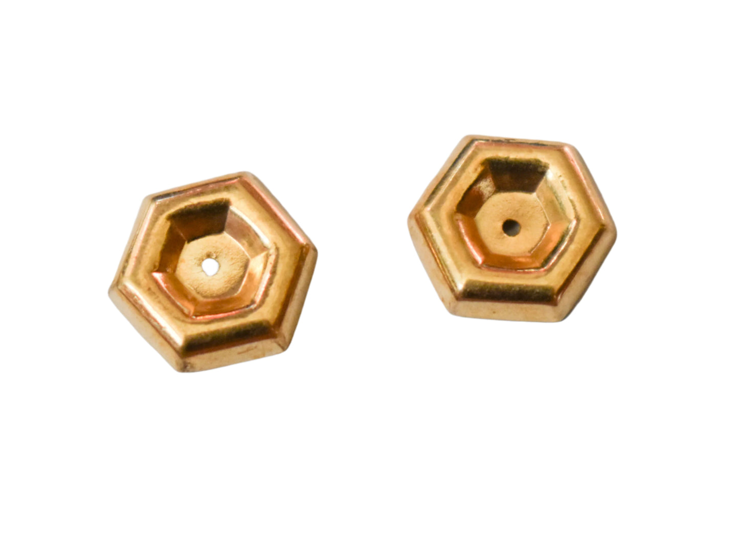 Vintage 14k Yellow Gold Hexagon Earring Enhancers