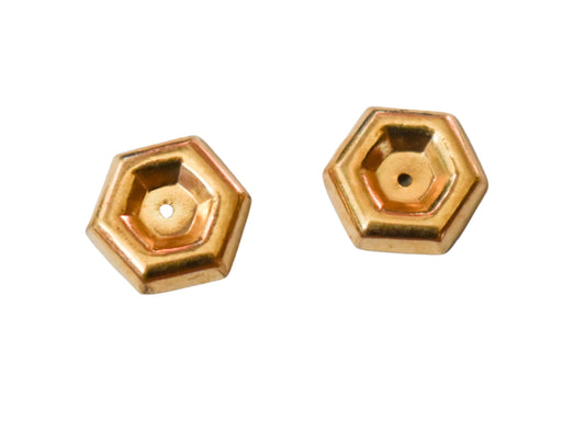 Vintage 14k Yellow Gold Hexagon Earring Enhancers