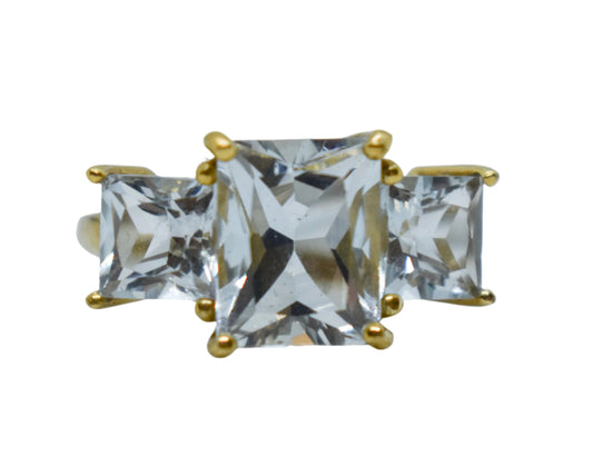 Vintage 14k Yellow Gold Aquamarine Ring Size 6