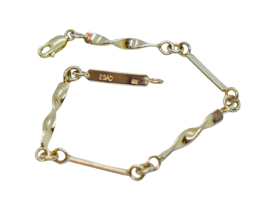 Handmade 14k Yellow Gold EGAD Twisted Bracelet 7"
