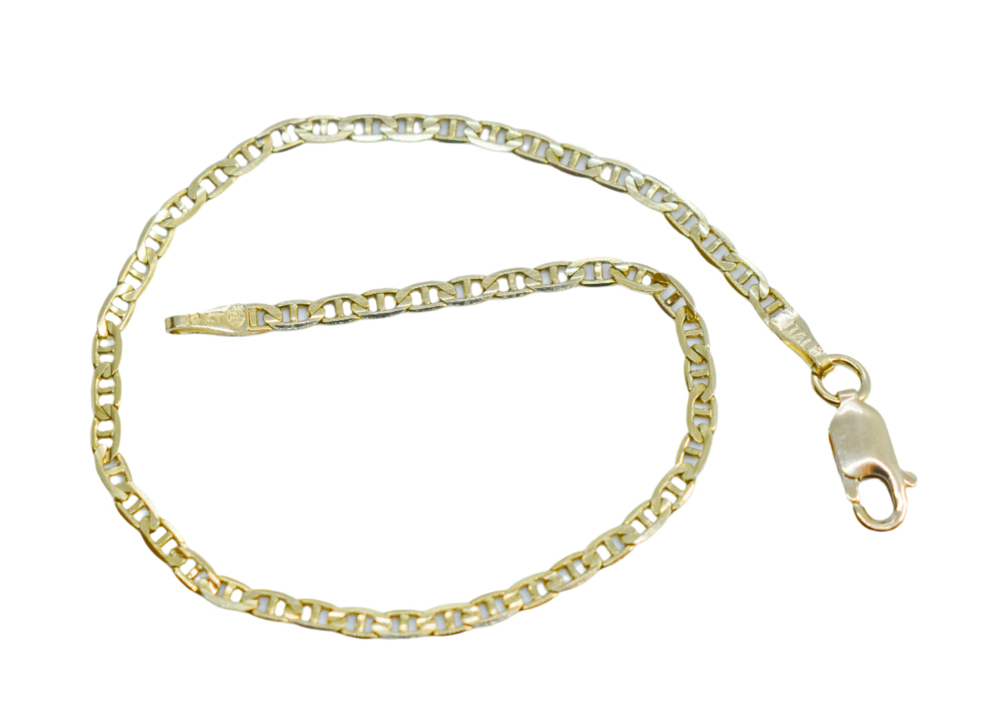 Vintage 14k Yellow Gold Mariner Link Chain Bracelet 7 1/4"