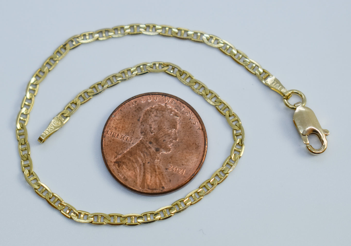 Vintage 14k Yellow Gold Mariner Link Chain Bracelet 7 1/4"