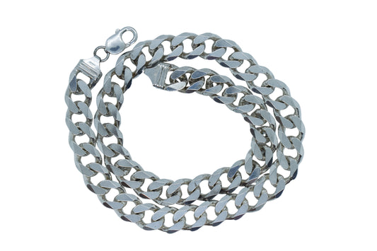 Vintage Sterling Silver Heavy Cuban Curb Link Chain Necklace 22"