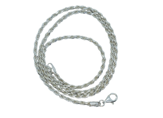 Vintage Sterling Silver Rope Chain Necklace 20"