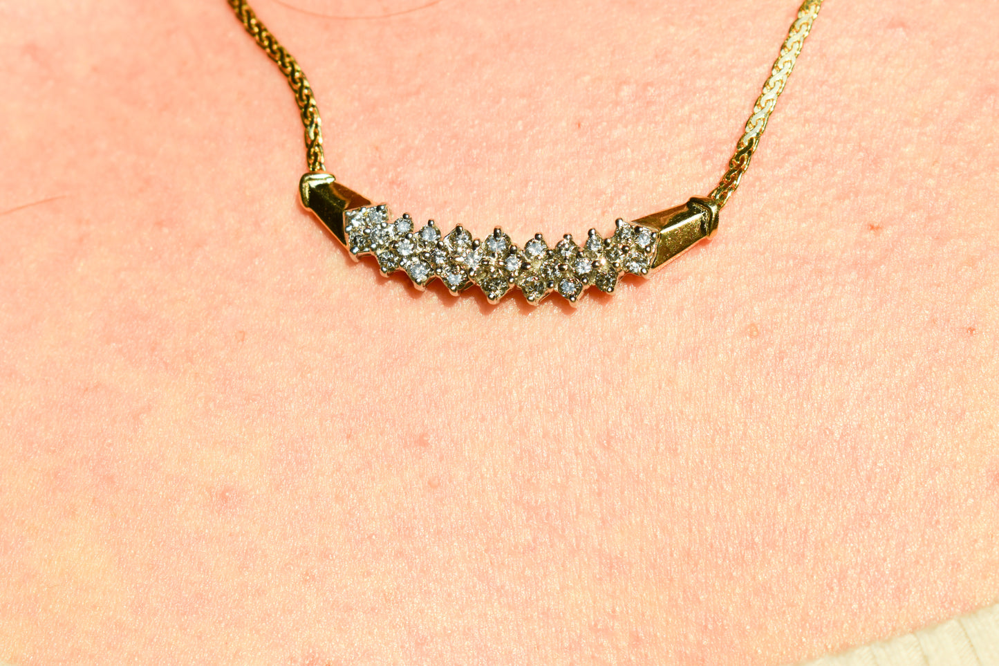Vintage 14k Yellow Gold 1 CTW Diamond Necklace 17"