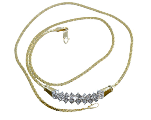 Vintage 14k Yellow Gold 1 CTW Diamond Necklace 17"