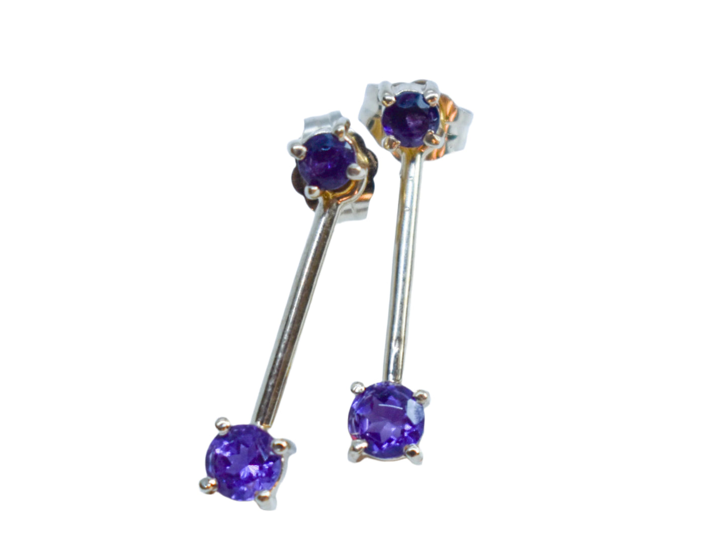 Vintage 14k Yellow Gold Amethyst Drop Dangle Earrings