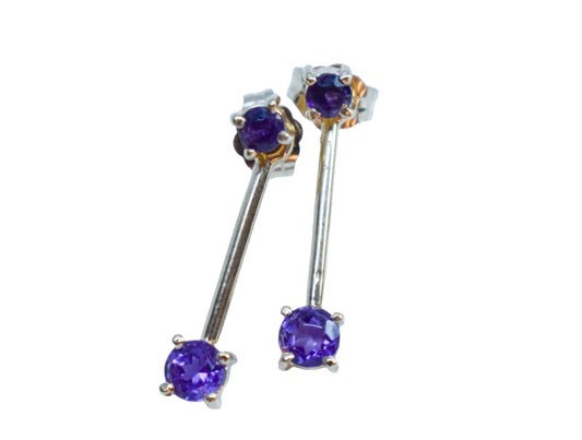 Vintage 14k Yellow Gold Amethyst Drop Dangle Earrings