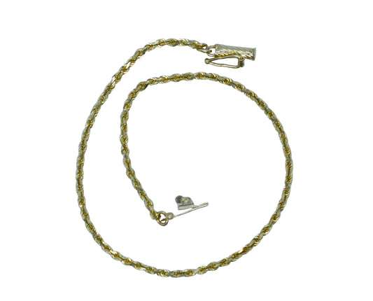 Vintage 14k Yellow Gold Dainty Rope Chain Bracelet 7"