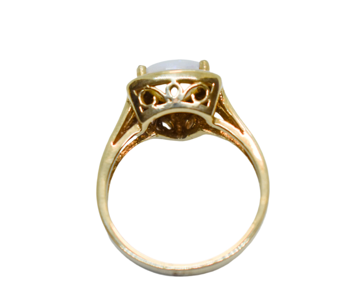 Vintage 14k Yellow Gold Trillion Opal Ring Size 6 1/2