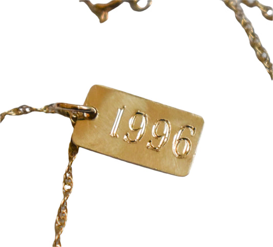 New Handmade 14k Yellow Gold 1996 Pendant on a Dainty Chain 16"