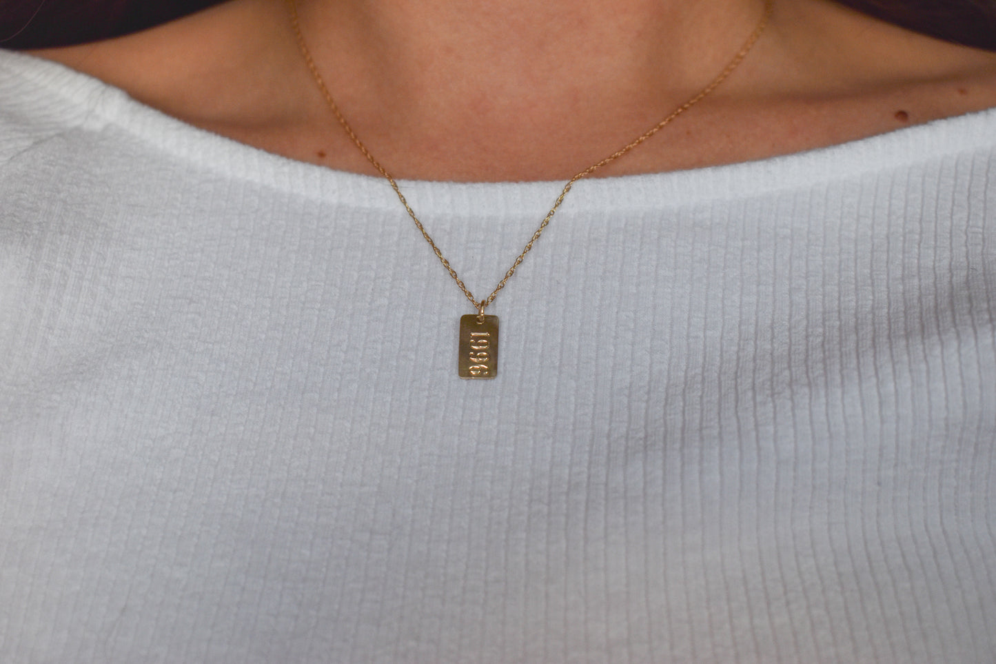New Handmade 14k Yellow Gold 1996 Pendant on a Dainty Chain 16"
