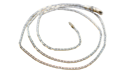 Vintage 10k Two-Tone Gold Pave Mariner Link Chain Necklace 5 available in different sizes