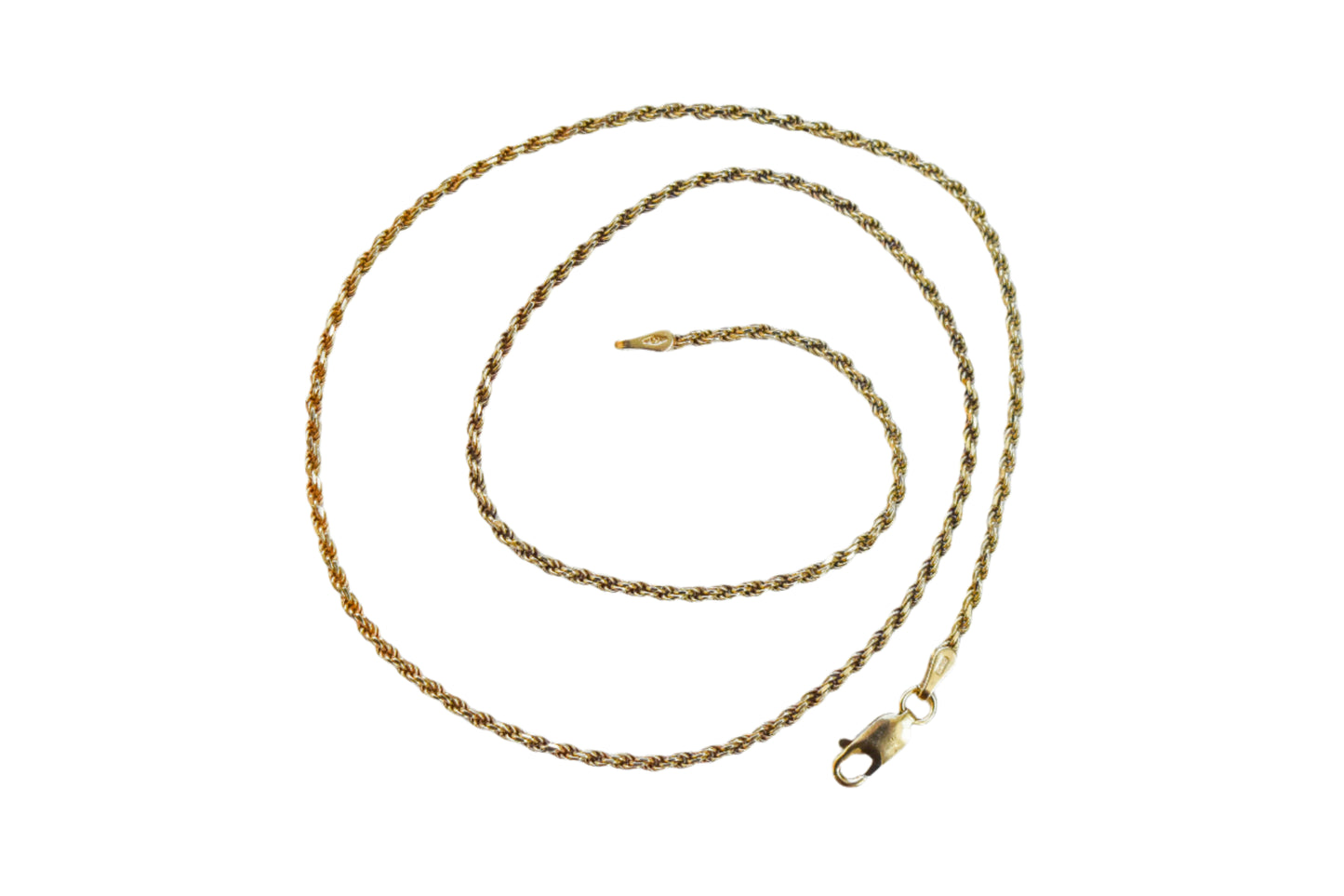 Vintage 14k Yellow Gold Solid Rope Chain Necklace 16 1/4"