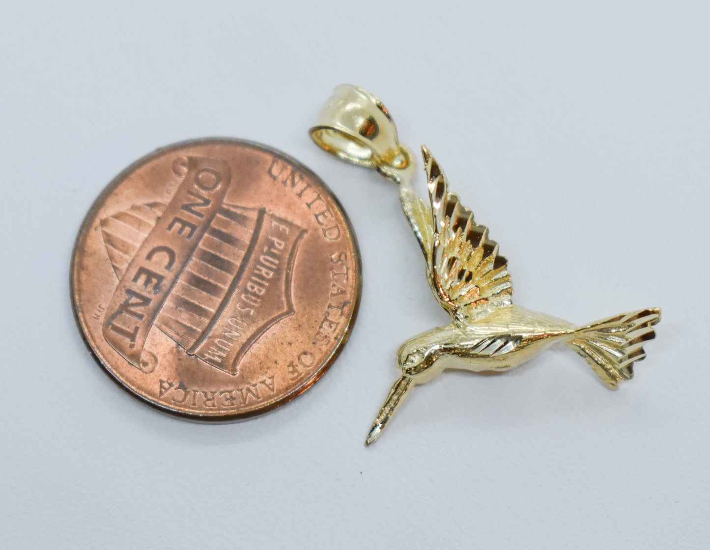 Vintage 14k Yellow Gold Dazzlers Humming Bird Pendant