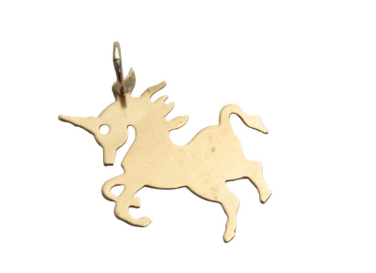 Vintage 14K Yellow Gold Lightweight Unicorn Charm Pendant