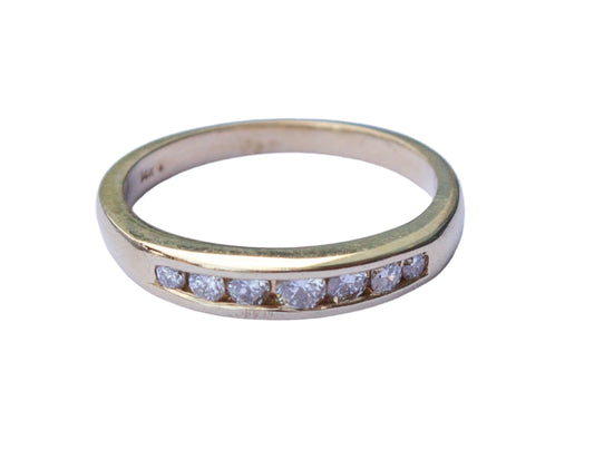 Vintage 14K Yellow Gold Natural Diamond Band Size 5 1/2 .25CTW