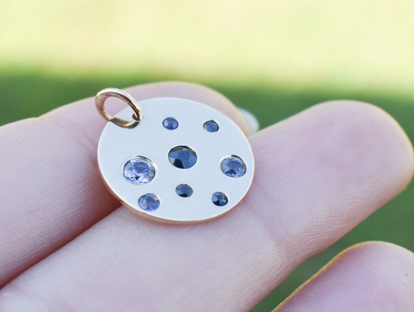 Handmade 14k Gold Sapphire Constellation Pendant