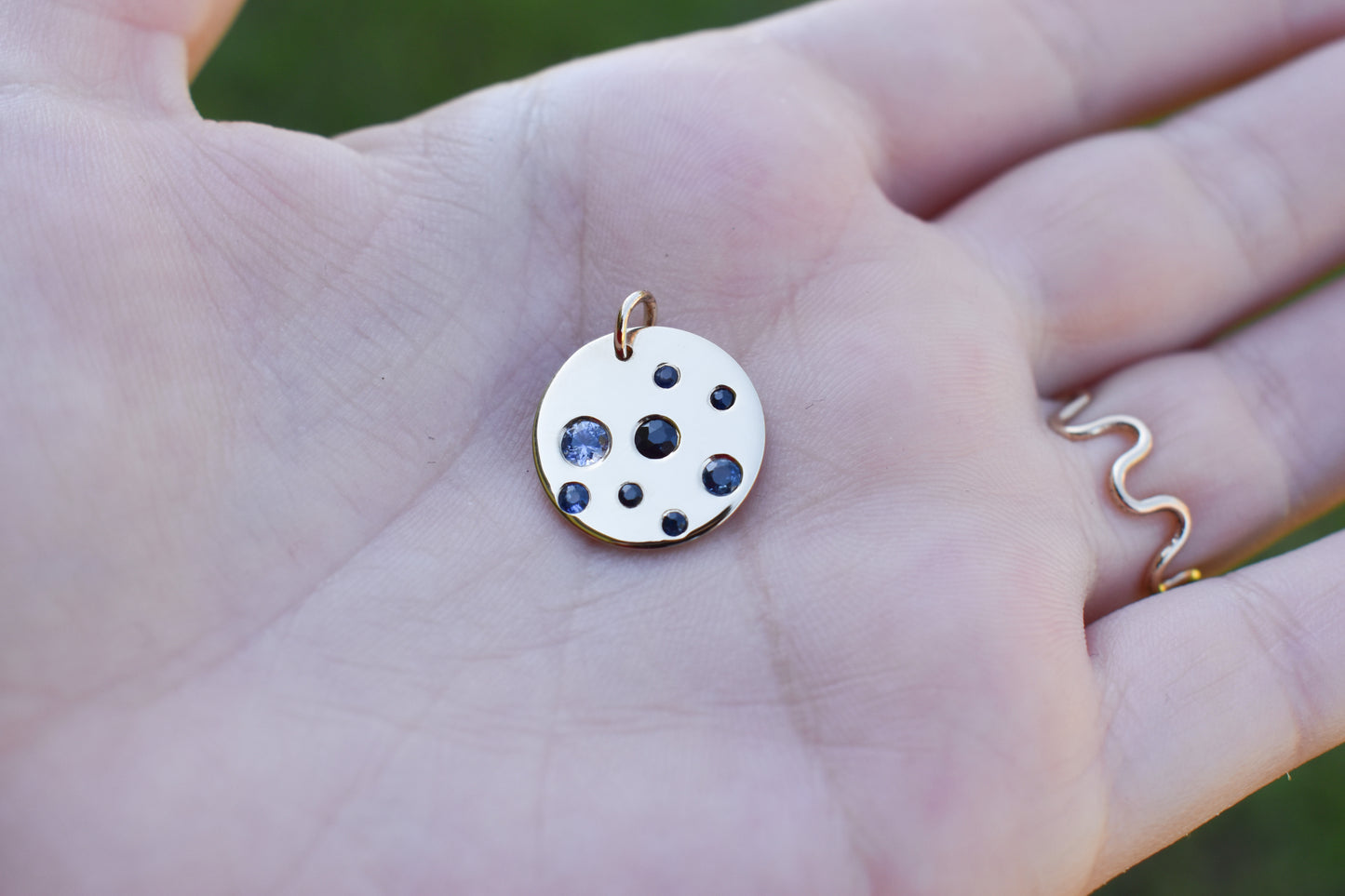 Handmade 14k Gold Sapphire Constellation Pendant