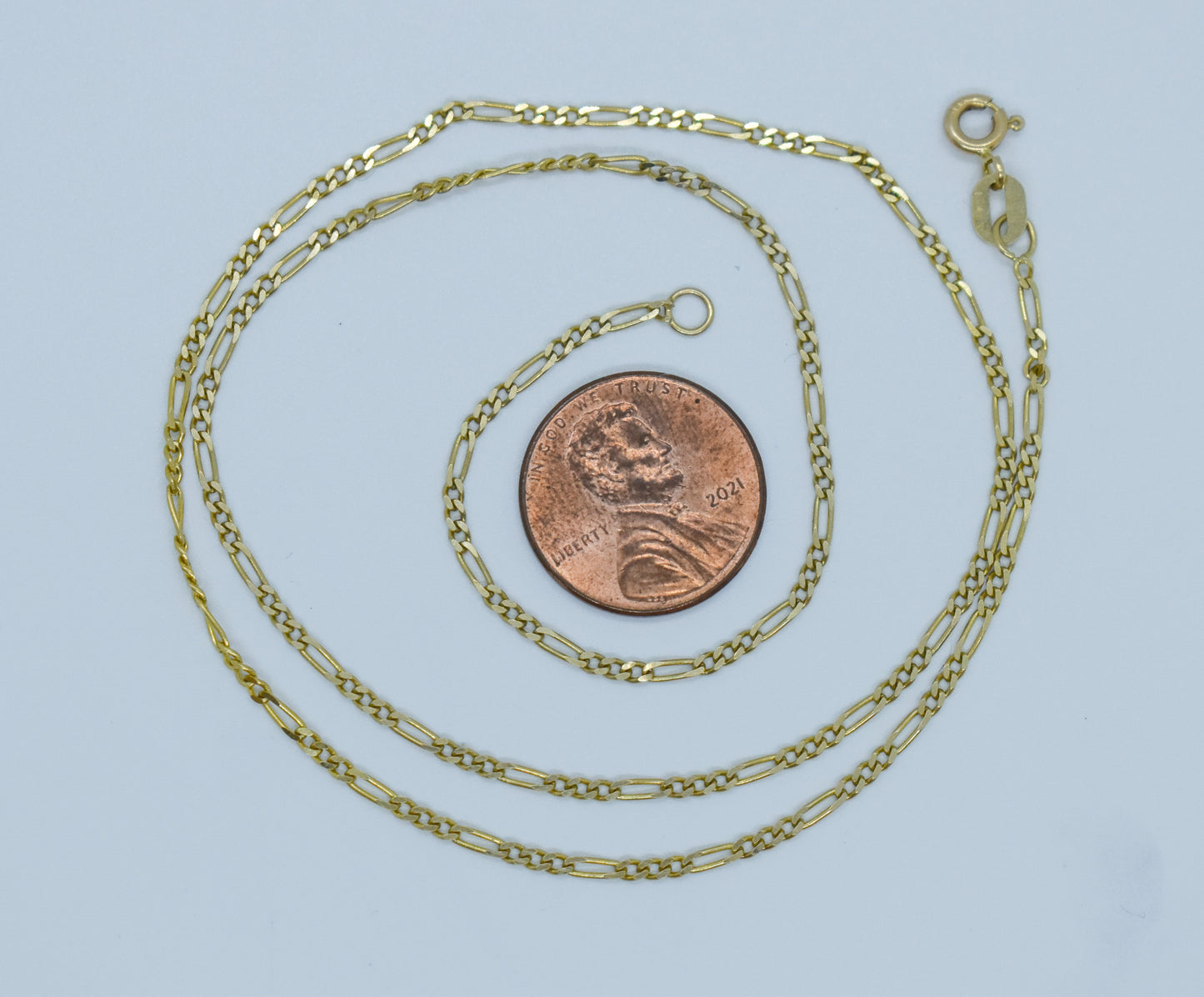 Vintage 14k Yellow Gold Figaro Chain Necklace 18 1/4"