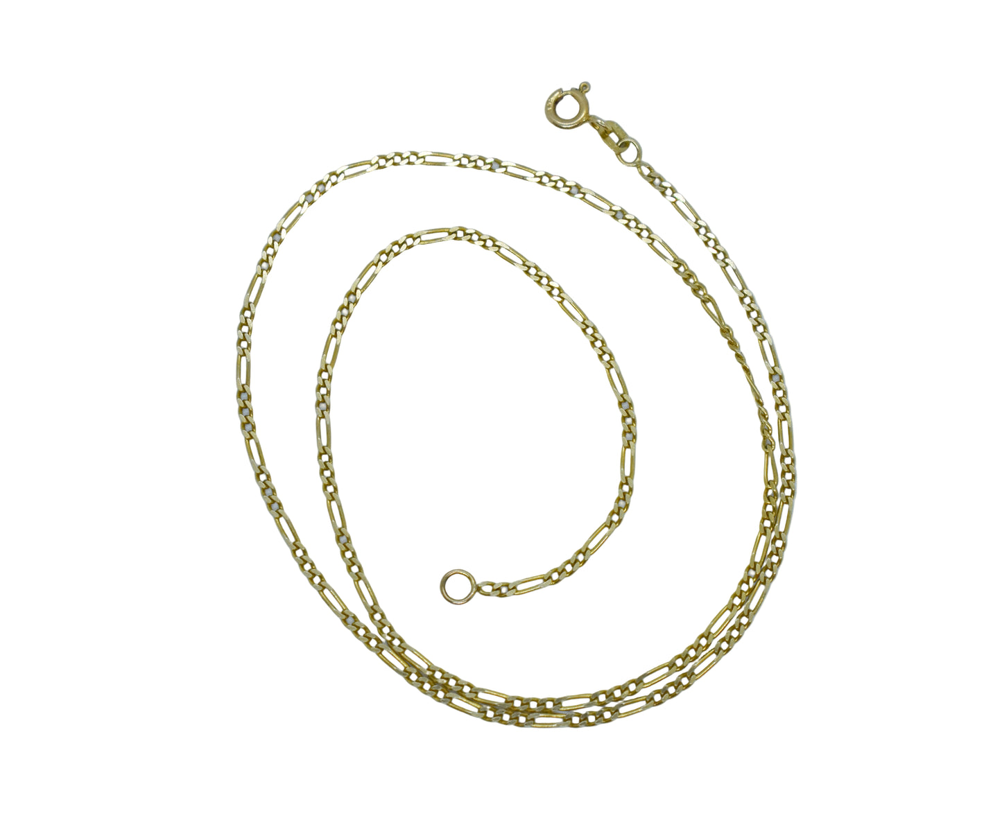 Vintage 14k Yellow Gold Figaro Chain Necklace 16 1/4"