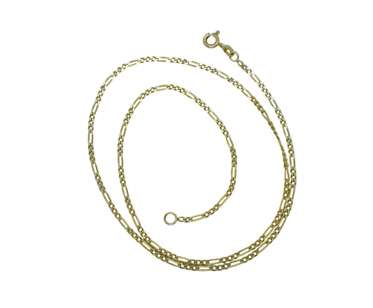 Vintage 14k Yellow Gold Figaro Chain Necklace 16 1/4"