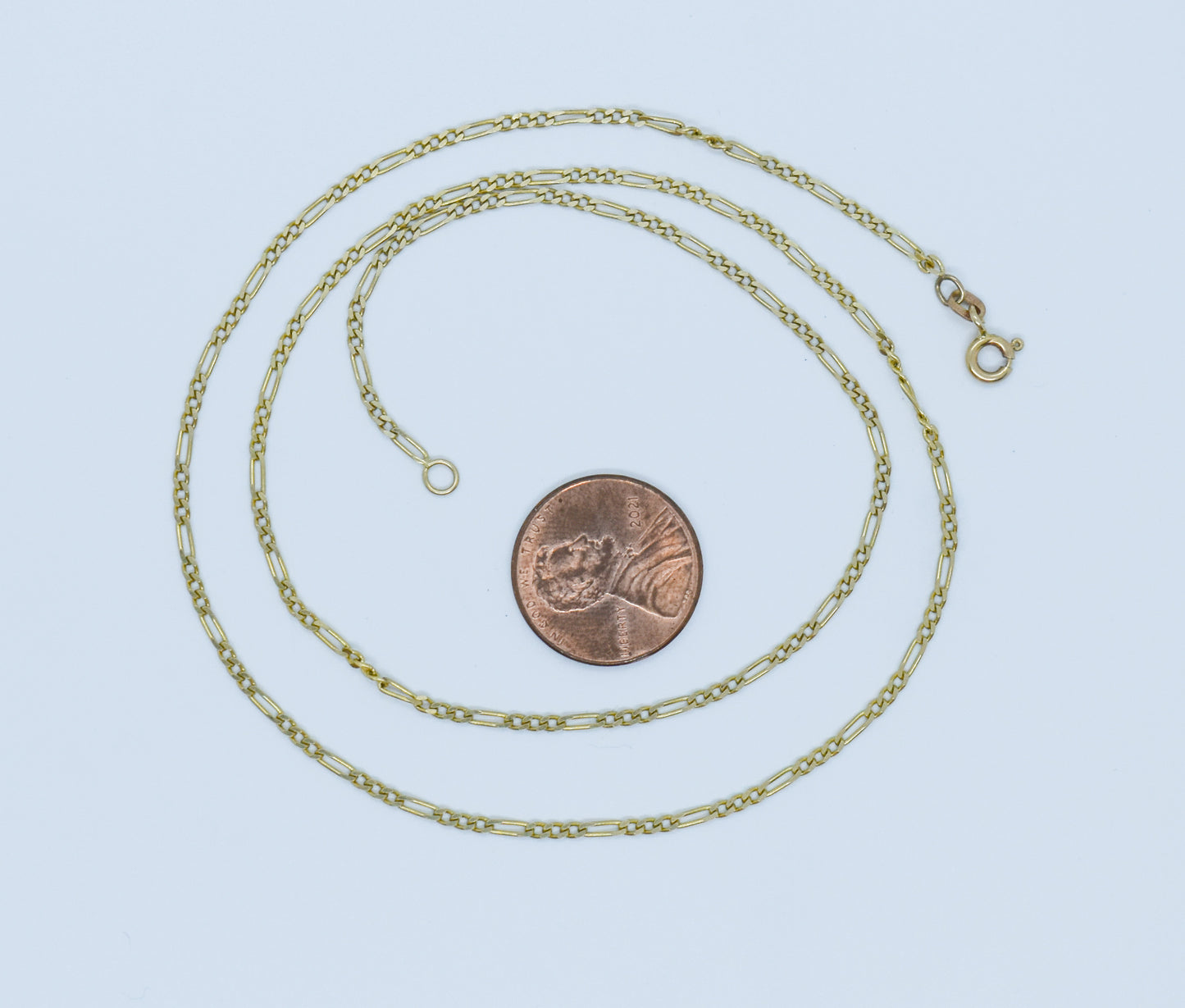 Vintage 14k Yellow Gold Figaro Chain Necklace 20"