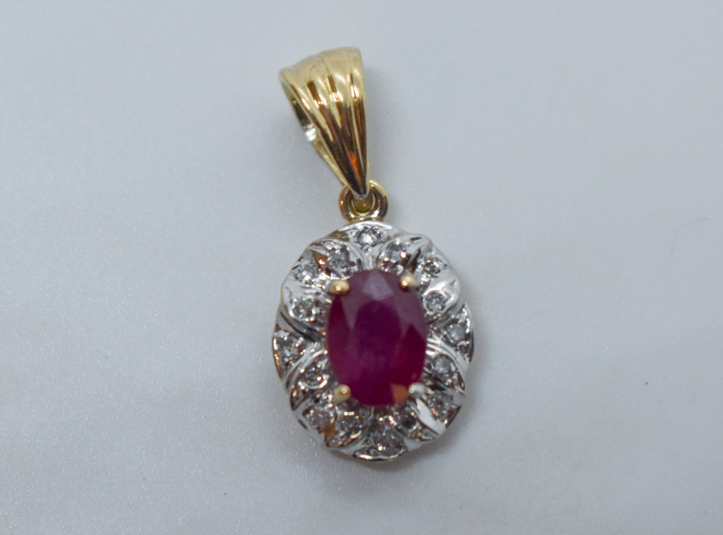 Vintage 14k Yellow Gold Ruby & Diamond Pendant