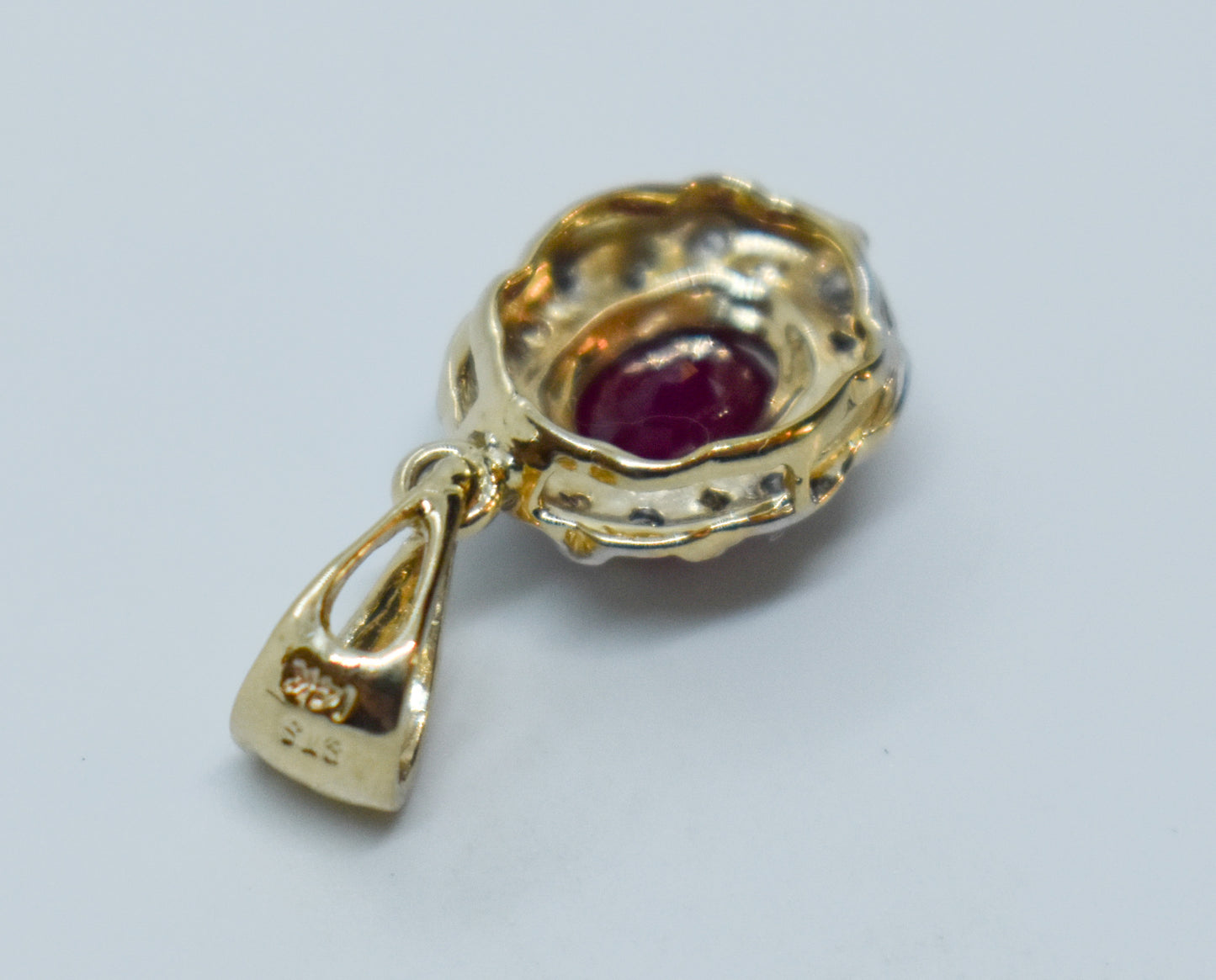 Vintage 14k Yellow Gold Ruby & Diamond Pendant