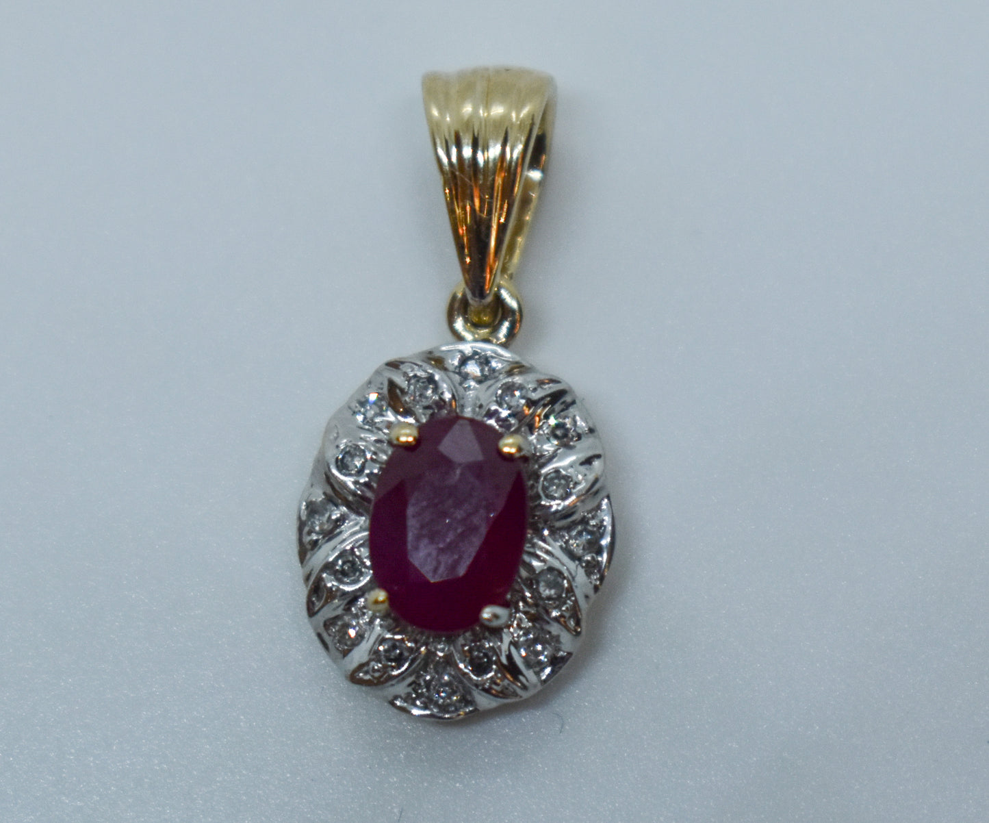 Vintage 14k Yellow Gold Ruby & Diamond Pendant